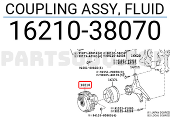 Toyota 1621038070 COUPLING ASSY, FLUID