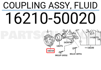 Toyota 1621050020 COUPLING ASSY, FLUID