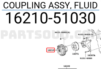 Toyota 1621051030 COUPLING ASSY, FLUID