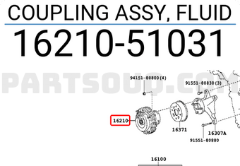 Toyota 1621051031 COUPLING ASSY, FLUID