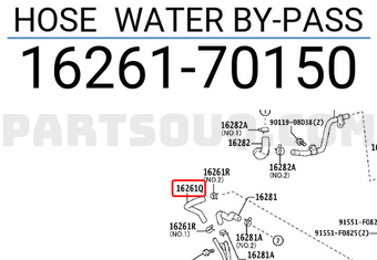 Toyota 1626170150 HOSE WATER BY-PASS