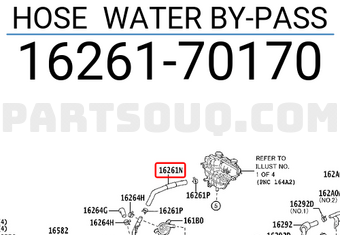 Toyota 1626170170 HOSE WATER BY-PASS