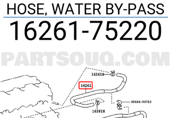 Toyota 1626175220 HOSE, WATER BY-PASS