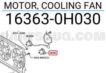 Toyota 163630H030 MOTOR, COOLING FAN