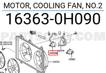 Toyota 163630H090 MOTOR, COOLING FAN, NO.2