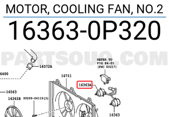 Toyota 163630P320 MOTOR, COOLING FAN, NO.2