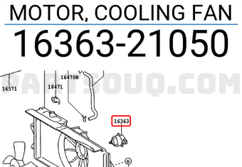 Toyota 1636321050 MOTOR, COOLING FAN