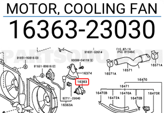 Toyota 1636323030 MOTOR, COOLING FAN