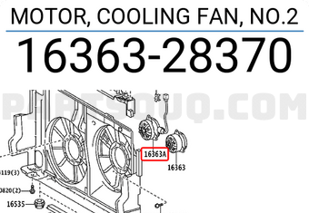 Toyota 1636328370 MOTOR, COOLING FAN, NO.2