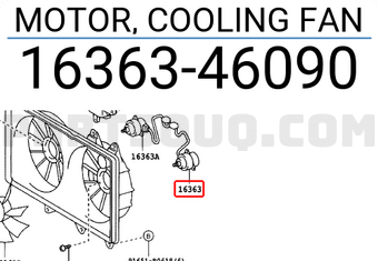 Toyota 1636346090 MOTOR, COOLING FAN