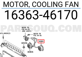 Toyota 1636346170 MOTOR, COOLING FAN