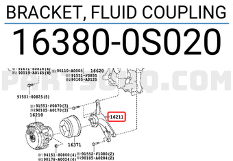 Toyota 163800S020 BRACKET, FLUID COUPLING