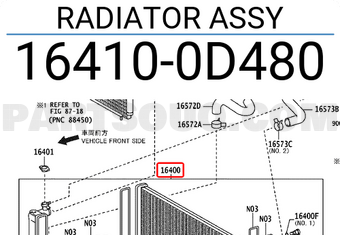 Toyota 164100D480 RADIATOR ASSY