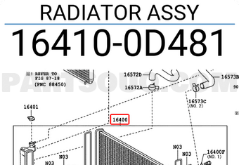 Toyota 164100D481 RADIATOR ASSY