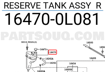 Toyota 164700L081 RESERVE TANK ASSY R