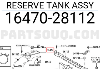 Toyota 1647028112 RESERVE TANK ASSY
