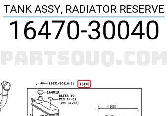 Toyota 1647030040 TANK ASSY, RADIATOR RESERVE
