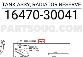 Toyota 1647030041 TANK ASSY, RADIATOR RESERVE