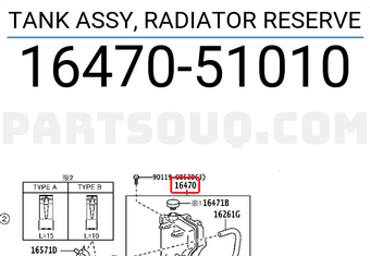 Toyota 1647051010 TANK ASSY, RADIATOR RESERVE