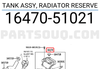 Toyota 1647051021 TANK ASSY, RADIATOR RESERVE