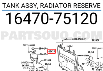 Toyota 1647075120 TANK ASSY, RADIATOR RESERVE