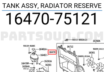 Toyota 1647075121 TANK ASSY, RADIATOR RESERVE