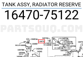 Toyota 1647075122 TANK ASSY, RADIATOR RESERVE