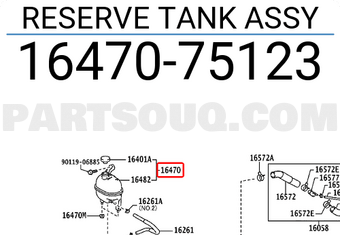 Toyota 1647075123 RESERVE TANK ASSY