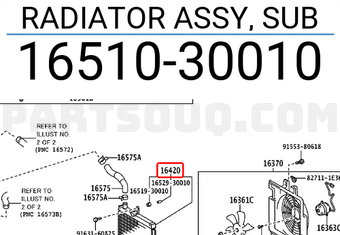 Toyota 1651030010 RADIATOR ASSY, SUB