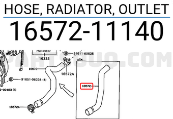 Toyota 1657211140 HOSE, RADIATOR, OUTLET