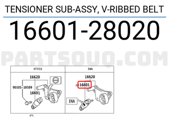 Toyota 1660128020 TENSIONER SUB-ASSY, V-RIBBED BELT