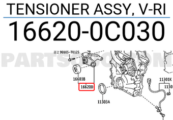 Toyota 166200C030 TENSIONER ASSY, V-RI