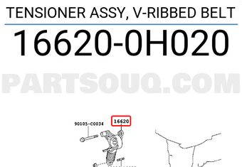 Toyota 166200H020 TENSIONER ASSY, V-RIBBED BELT