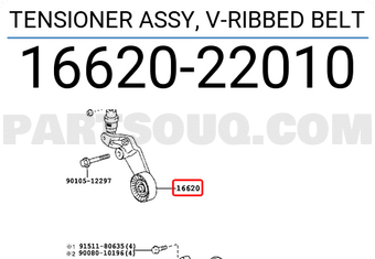 Toyota 1662022010 TENSIONER ASSY, V-RIBBED BELT