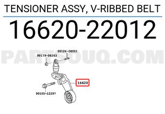 Toyota 1662022012 TENSIONER ASSY, V-RIBBED BELT