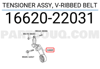 Toyota 1662022031 TENSIONER ASSY, V-RIBBED BELT
