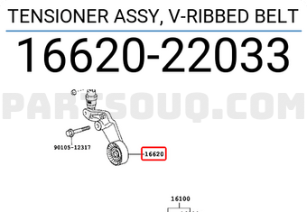 Toyota 1662022033 TENSIONER ASSY, V-RIBBED BELT