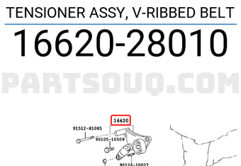 Toyota 1662028010 TENSIONER ASSY, V-RIBBED BELT