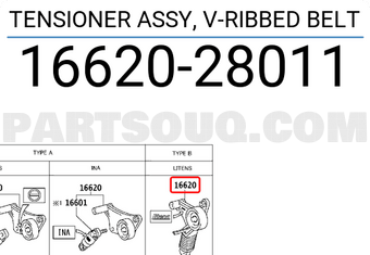Toyota 1662028011 TENSIONER ASSY, V-RIBBED BELT