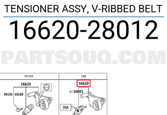Toyota 1662028012 TENSIONER ASSY, V-RIBBED BELT