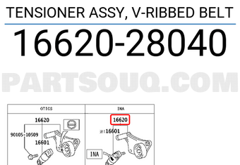 Toyota 1662028040 TENSIONER ASSY, V-RIBBED BELT