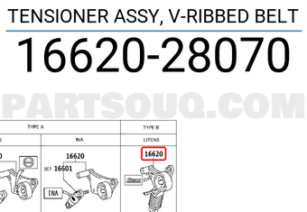 Toyota 1662028070 TENSIONER ASSY, V-RIBBED BELT