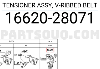 Toyota 1662028071 TENSIONER ASSY, V-RIBBED BELT