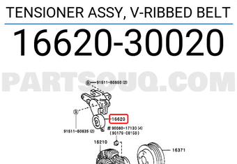 Toyota 1662030020 TENSIONER ASSY, V-RIBBED BELT