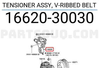Toyota 1662030030 TENSIONER ASSY, V-RIBBED BELT