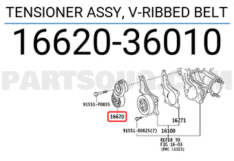 Toyota 1662036010 TENSIONER ASSY, V-RIBBED BELT