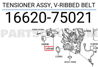 Toyota 1662075021 TENSIONER ASSY, V-RIBBED BELT