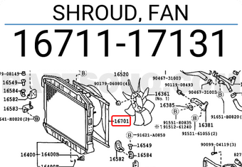 Toyota 1671117131 SHROUD, FAN