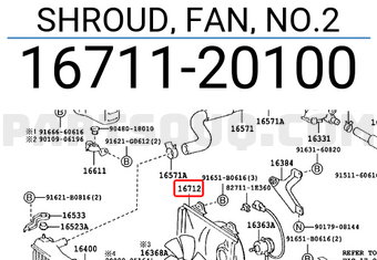 Toyota 1671120100 SHROUD, FAN, NO.2