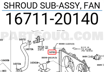 Toyota 1671120140 SHROUD SUB-ASSY, FAN